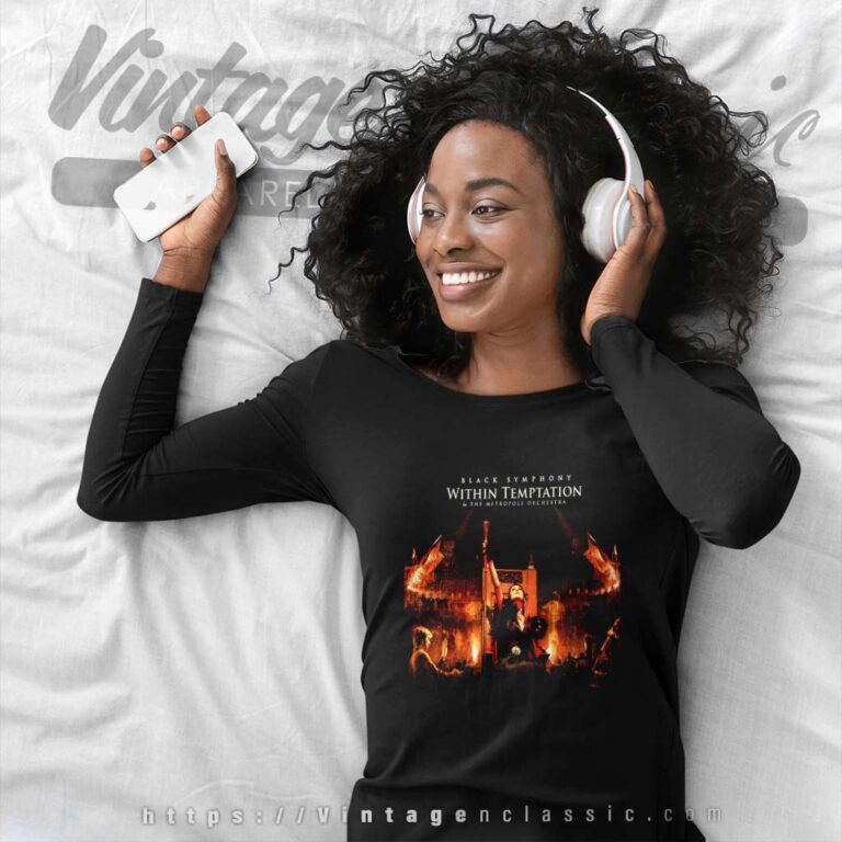 Within Temptation Shirt Black Symphony Album Cover Long Sleeve Tee Within Temptation Shirt Black Symphony Album Cover Long Sleeve Tee