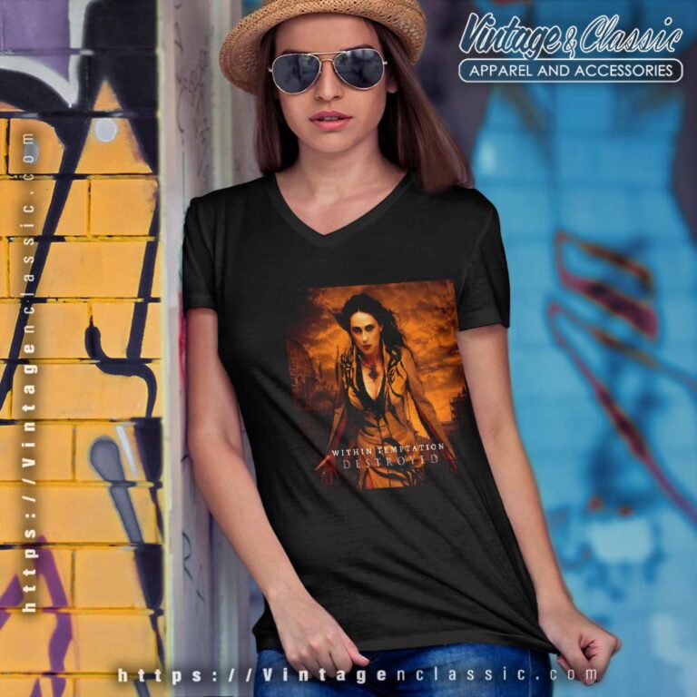 Within Temptation Shirt Destroyed Album Cover V Neck TShirt Within Temptation Shirt Destroyed Album Cover V Neck TShirt