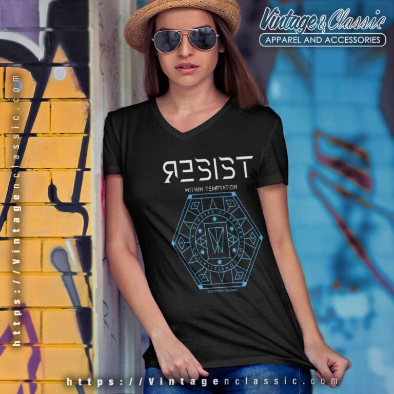 Within Temptation Shirt Resist Hexagon V Neck TShirt 1 Within Temptation Shirt Resist Hexagon V Neck TShirt 1