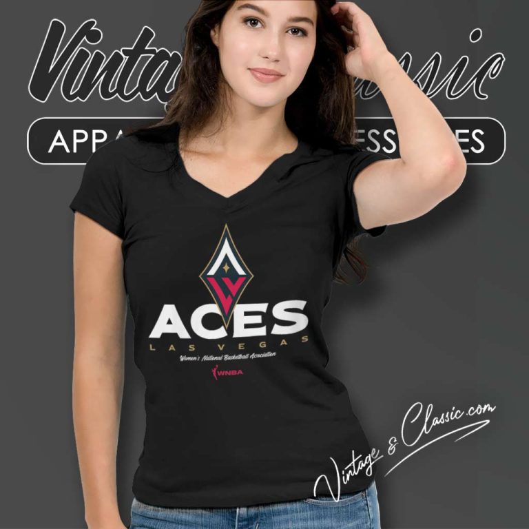 Wnba Las Vegas Aces Shirt Women National Basketball Association Logo V Neck TShirt Wnba Las Vegas Aces Shirt Women National Basketball Association Logo V Neck TShirt