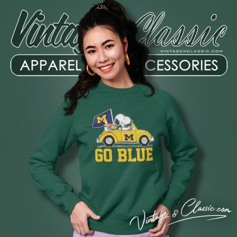 Wolverines Snoopy And Woodstock On Car Go Blue Sweatshirt Wolverines Snoopy And Woodstock On Car Go Blue Sweatshirt
