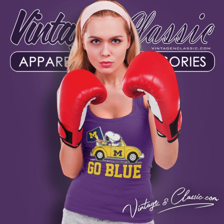 Wolverines Snoopy And Woodstock On Car Go Blue Tank Top Racerback Wolverines Snoopy And Woodstock On Car Go Blue Tank Top Racerback