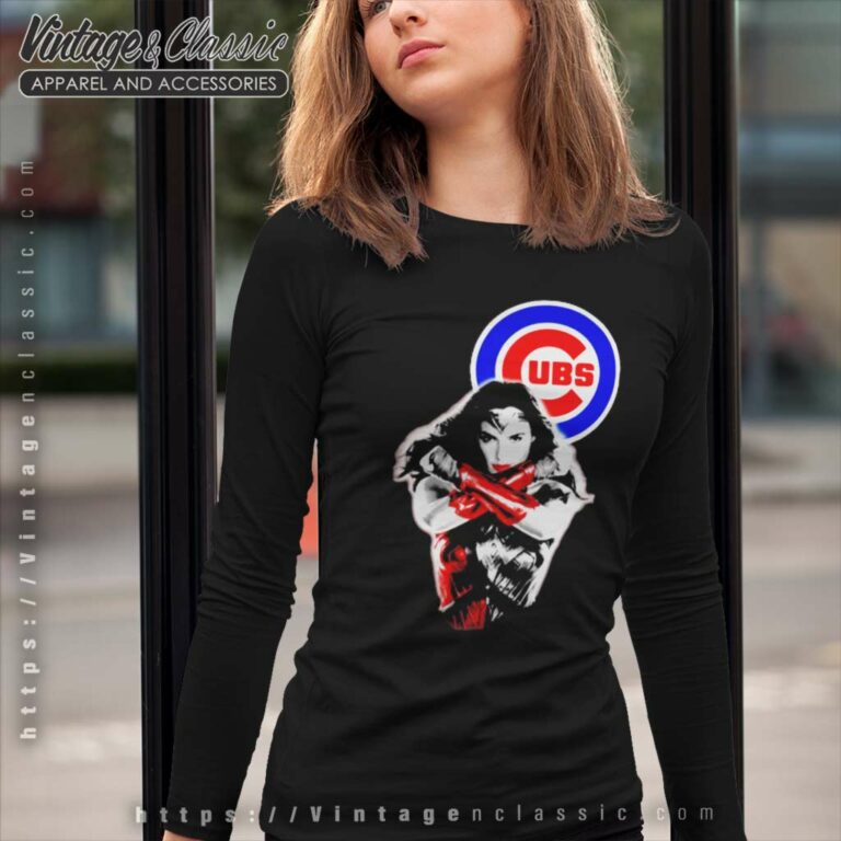 Wonder Woman Chicago Cubs Logo Long Sleeve Tee Wonder Woman Chicago Cubs Logo Long Sleeve Tee