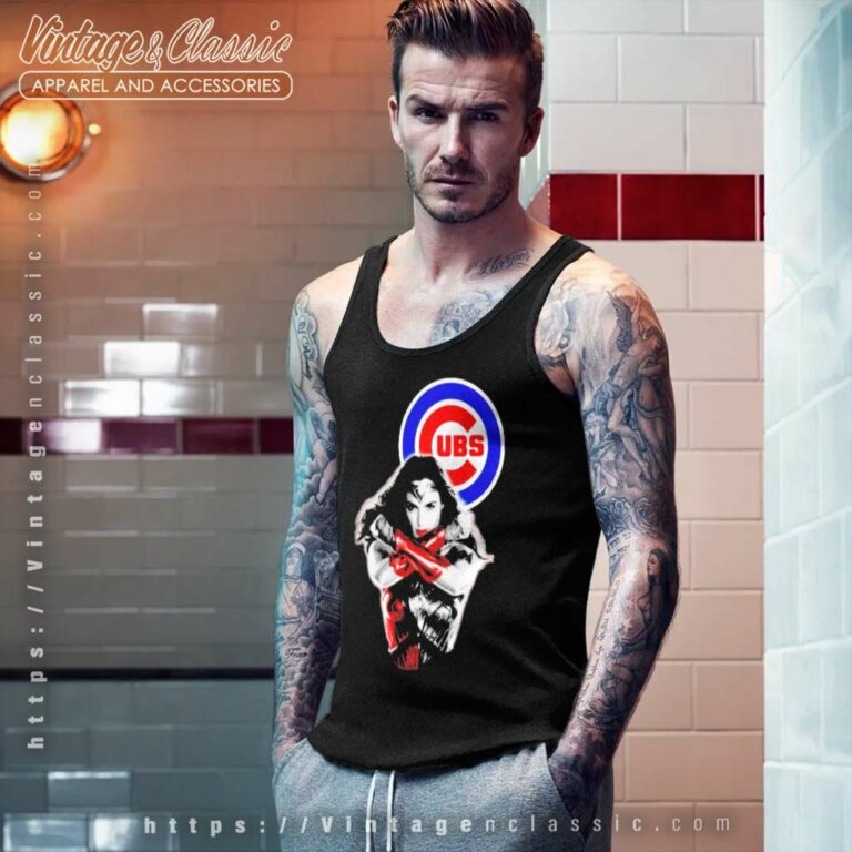 Wonder Woman Chicago Cubs Logo Tank Top Racerback Wonder Woman Chicago Cubs Logo Tank Top Racerback