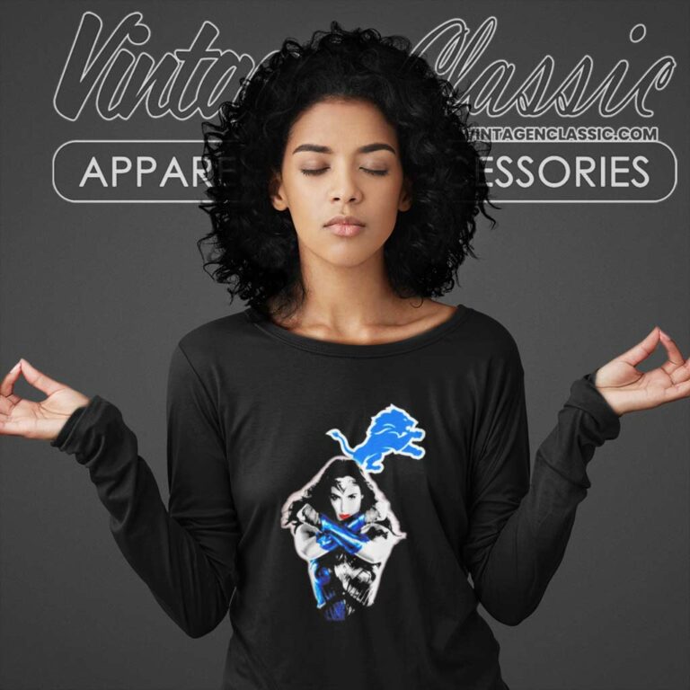Wonder Woman Detroit Lions Logo Long Sleeve Tee Wonder Woman Detroit Lions Logo Long Sleeve Tee