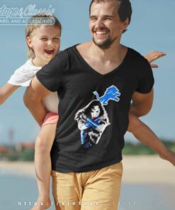 Wonder Woman Detroit Lions Logo V Neck TShirt