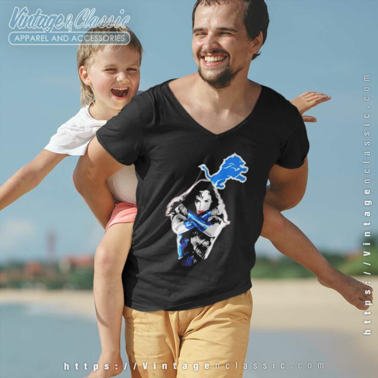 Wonder Woman Detroit Lions Logo V Neck TShirt Wonder Woman Detroit Lions Logo V Neck TShirt