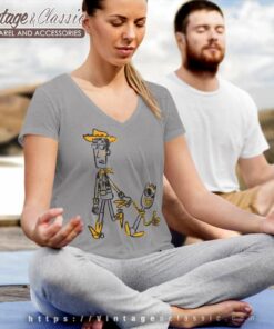 Woody And Forky Sketch Toy Story Shirt 5 Woody And Forky Sketch Toy Story V Neck TShirt