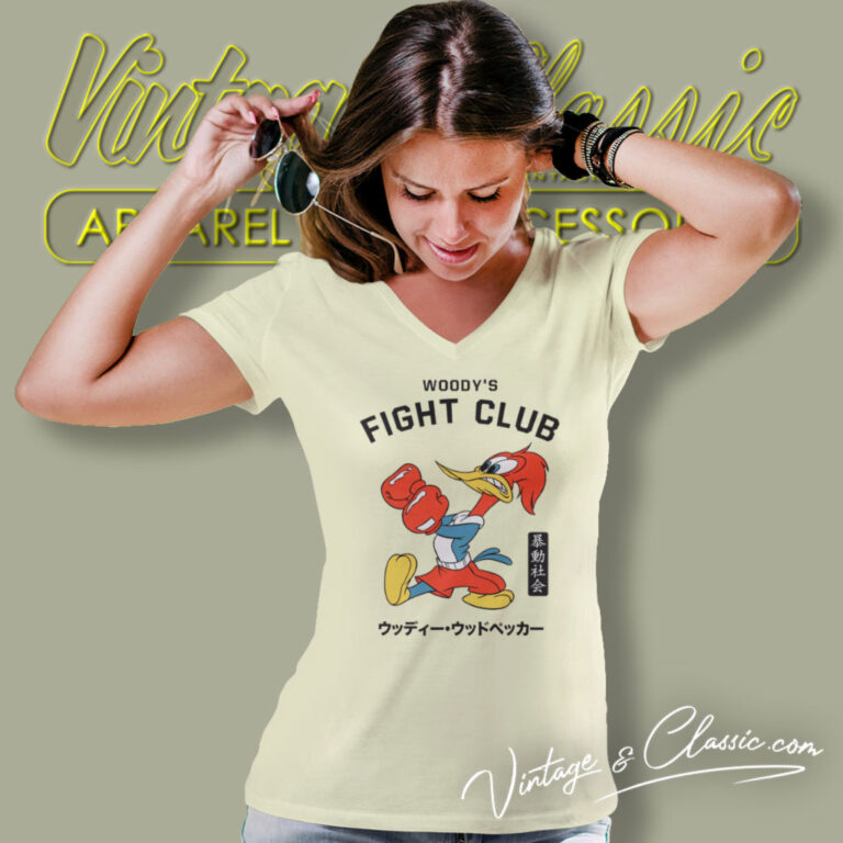 Woody Woodpeckers Fight Club V Neck TShirt Woody Woodpeckers Fight Club V Neck TShirt
