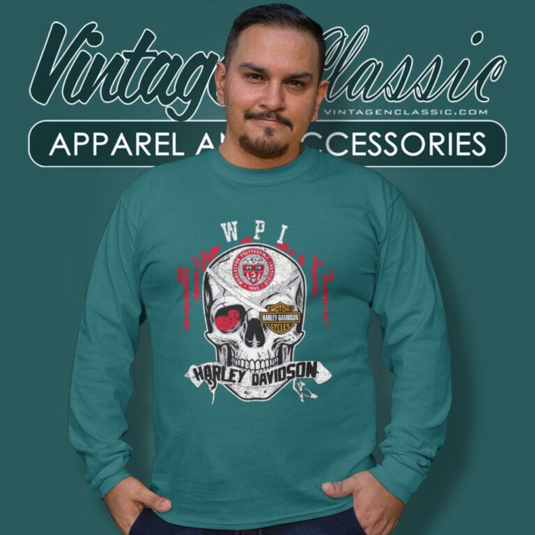 Worcester Polytechnic Institute Harley Davidson Skull Long Sleeve Tee Worcester Polytechnic Institute Harley Davidson Skull Long Sleeve Tee