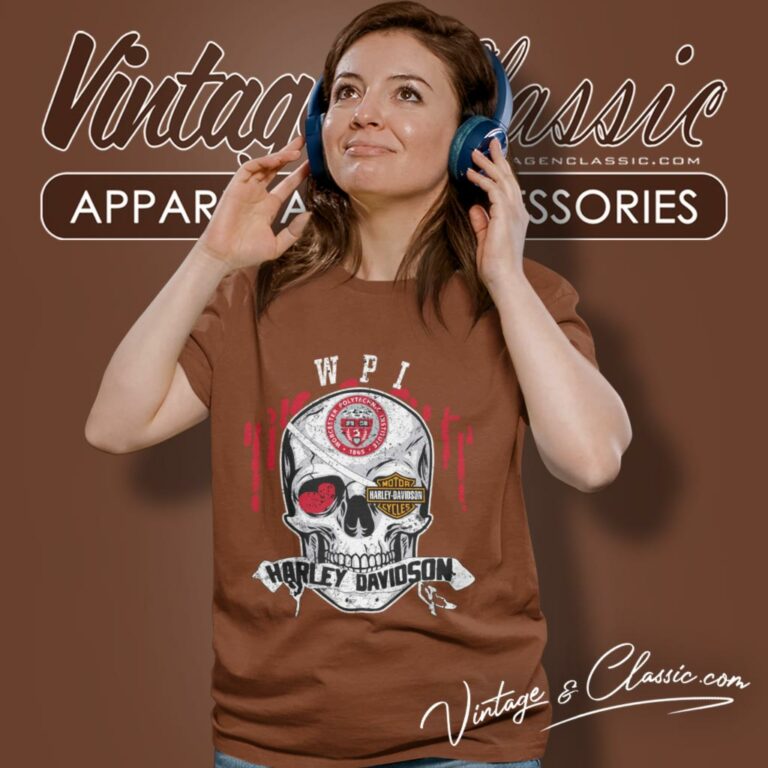 Worcester Polytechnic Institute Harley Davidson Skull Women T Shirt Worcester Polytechnic Institute Harley Davidson Skull Women T Shirt