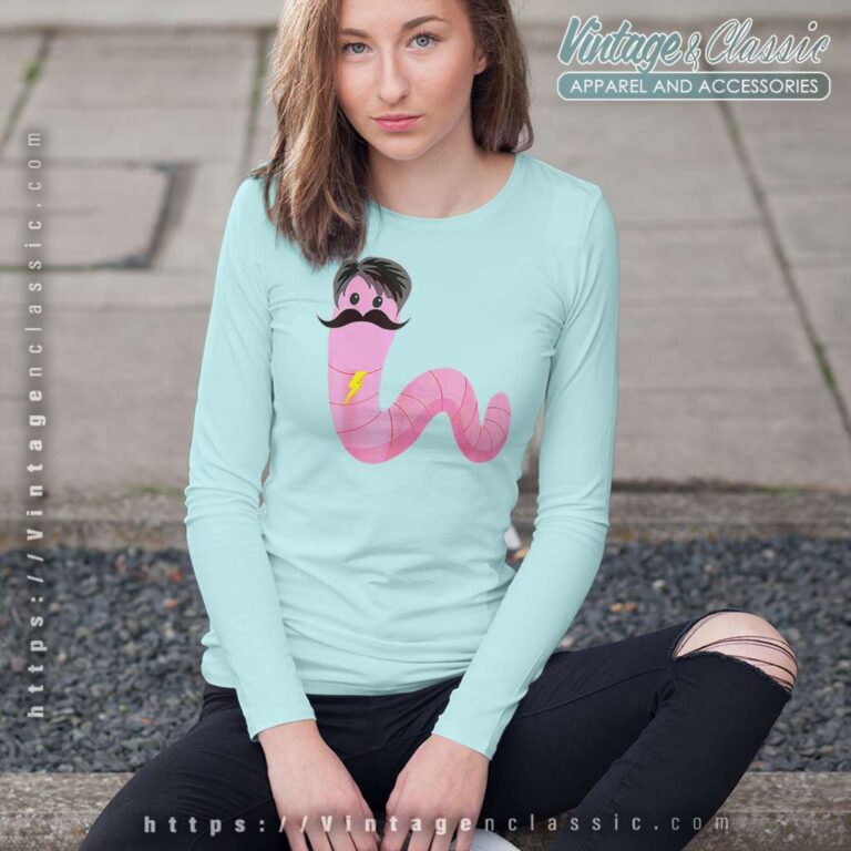 Worm With A Mustache Meme Long Sleeve Tee Worm With A Mustache Meme Long Sleeve Tee