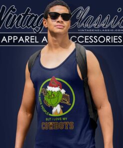 Wyoming Cowboys Ncaa Christmas Grinch Shirt I Hate People But I Love My Cowboys Tank Top Racerback 1