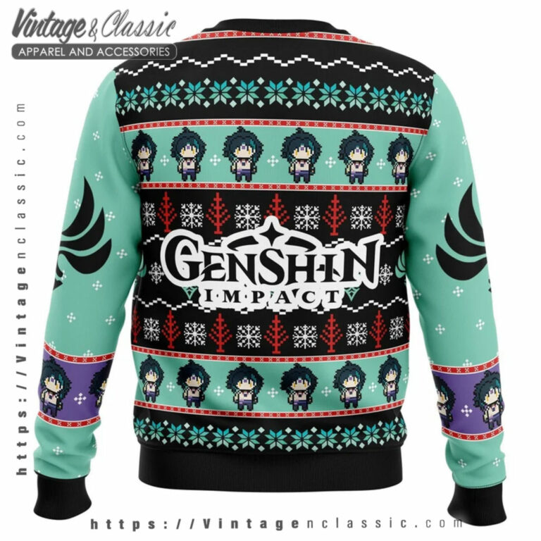 Xiao Genshin Impact Ugly Sweater back Ugly Christmas Sweater Xiao Genshin Impact Ugly Sweater back Ugly Christmas Sweater