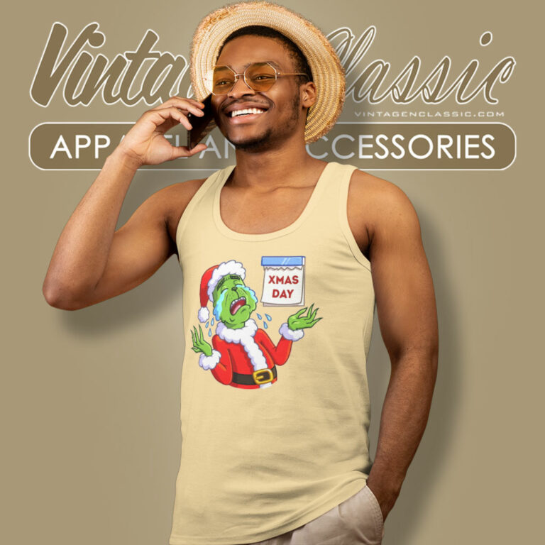 Xmas Day Grinch Santa Crying Tank Top Racerback Xmas Day Grinch Santa Crying Tank Top Racerback
