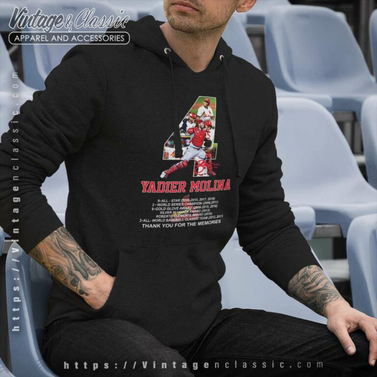 Yadier Molina No 4 St Louis Cardinals Hoodie Yadier Molina No 4 St Louis Cardinals Hoodie