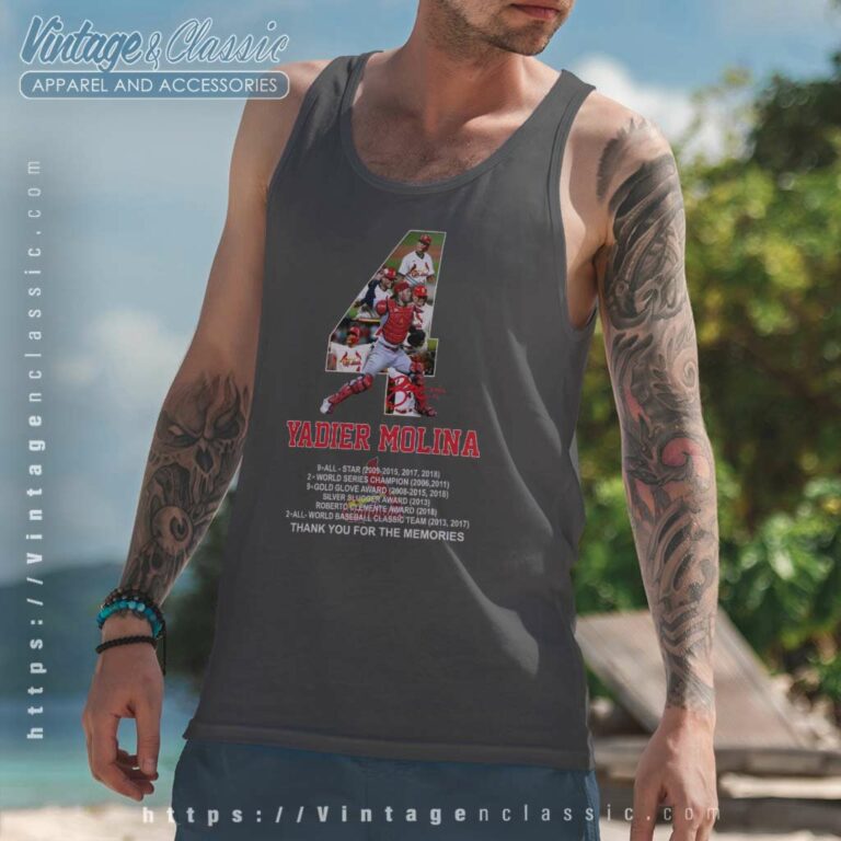 Yadier Molina No 4 St Louis Cardinals Tank Top Racerback Yadier Molina No 4 St Louis Cardinals Tank Top Racerback