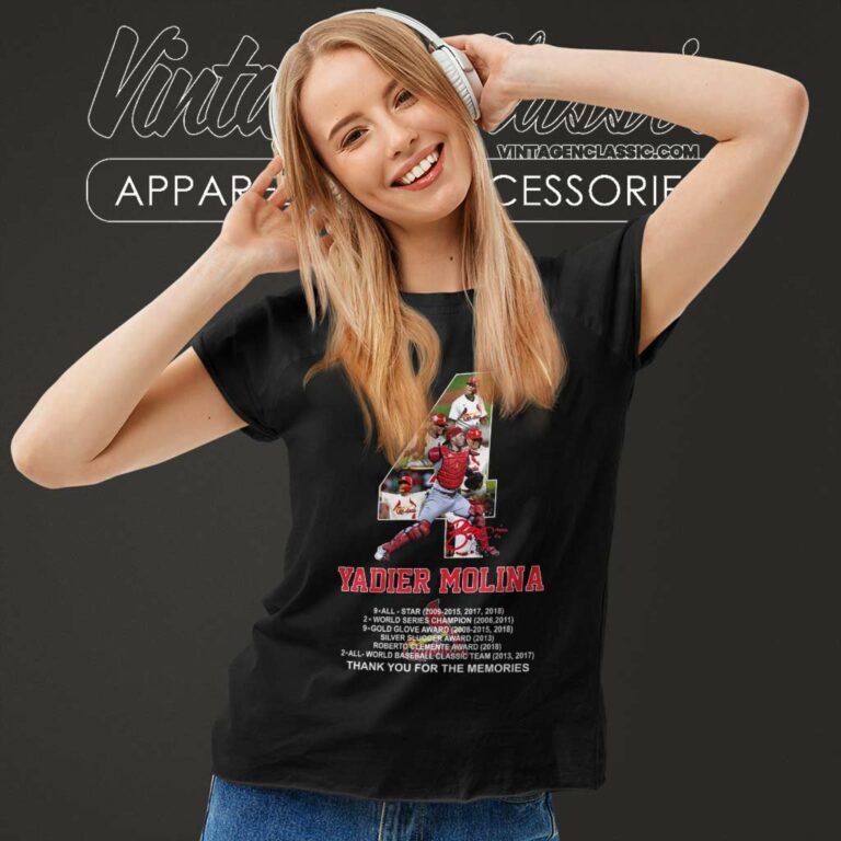 Yadier Molina No 4 St Louis Cardinals Women TShirt Yadier Molina No 4 St Louis Cardinals Women TShirt