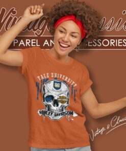 Yale University Harley Davidson Skull Women T Shirt