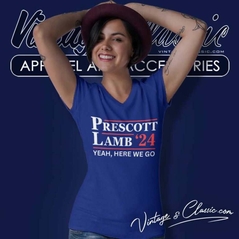 Yeah Here We Go Prescott Lamb 24 V Neck TShirt Yeah Here We Go Prescott Lamb 24 V Neck TShirt