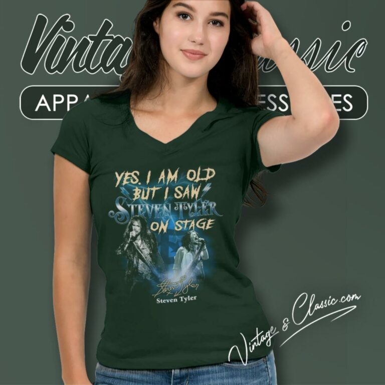 Yes I Am Old But I Saw Steven Tyler On Stage V Neck TShirt Yes I Am Old But I Saw Steven Tyler On Stage V Neck TShirt