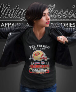 Yes Im Old But I Saw 49ers Back2back Super Bowl Champions V Neck TShirt