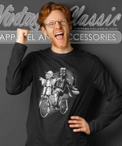 Yoda Darth Vader Riding A Bike Long Sleeve Tee