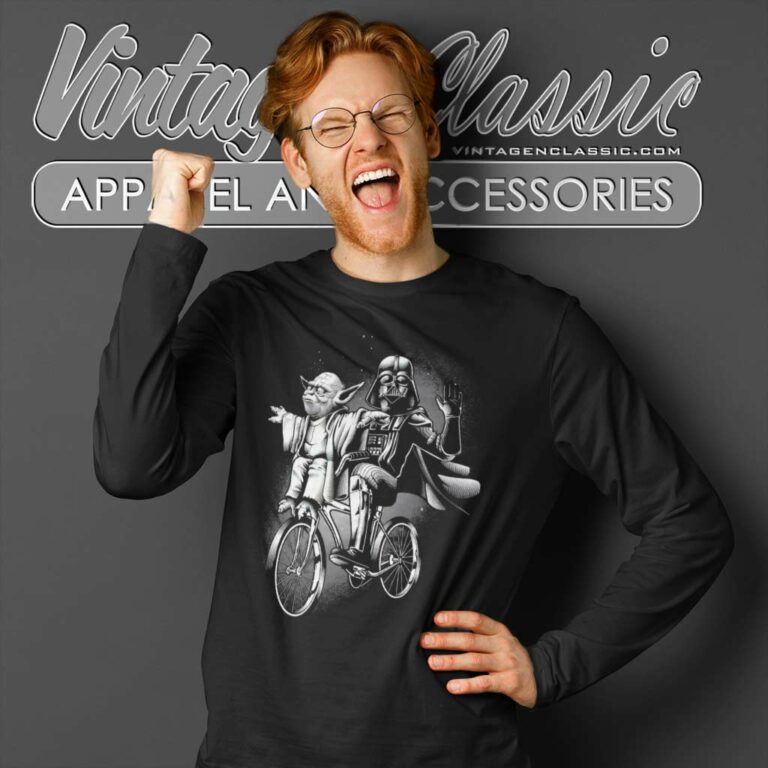 Yoda Darth Vader Riding A Bike Long Sleeve Tee Yoda Darth Vader Riding A Bike Long Sleeve Tee