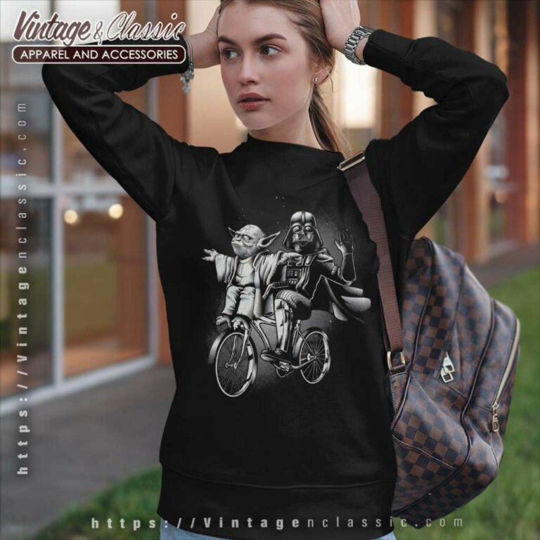 Yoda Darth Vader Riding A Bike Sweatshirt Yoda Darth Vader Riding A Bike Sweatshirt