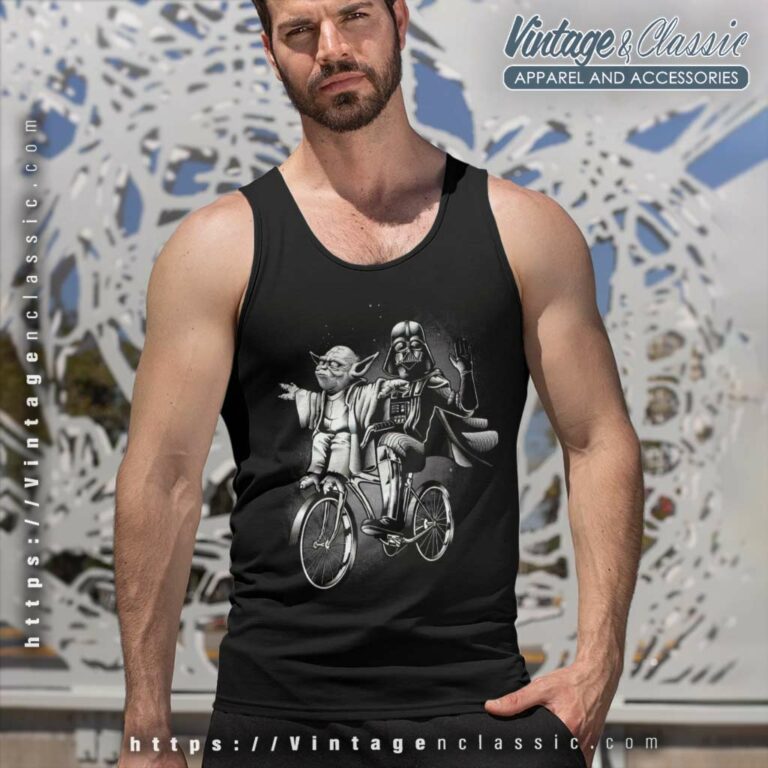 Yoda Darth Vader Riding A Bike Tank Top Racerback Yoda Darth Vader Riding A Bike Tank Top Racerback
