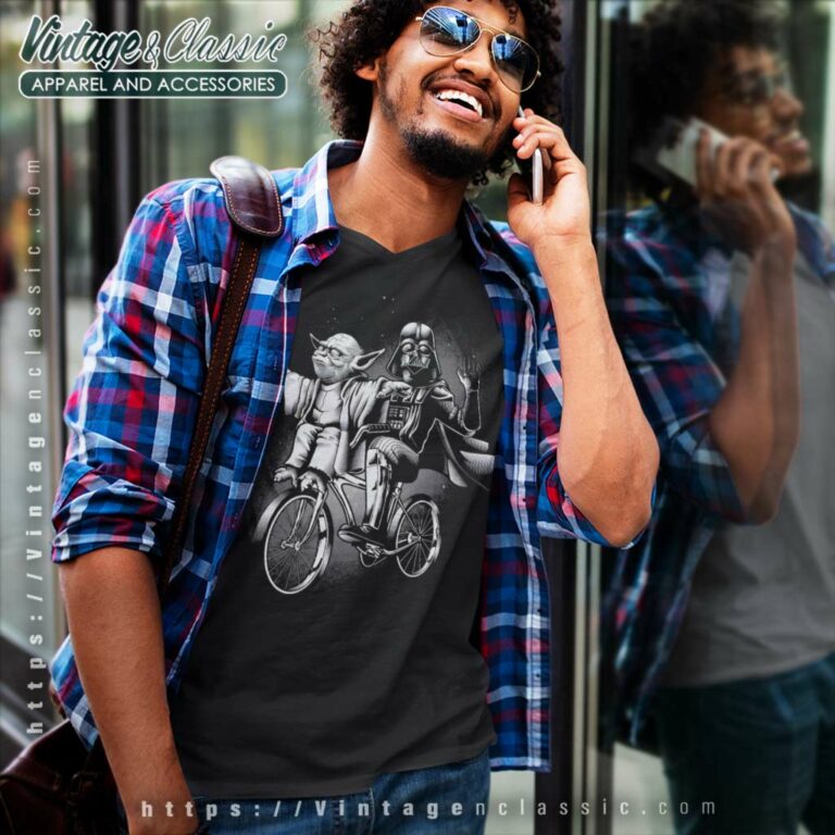 Yoda Darth Vader Riding A Bike V Neck TShirt Yoda Darth Vader Riding A Bike V Neck TShirt