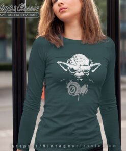 Yoda Sungless With Silver Earphones Star Wars Long Sleeve Tee