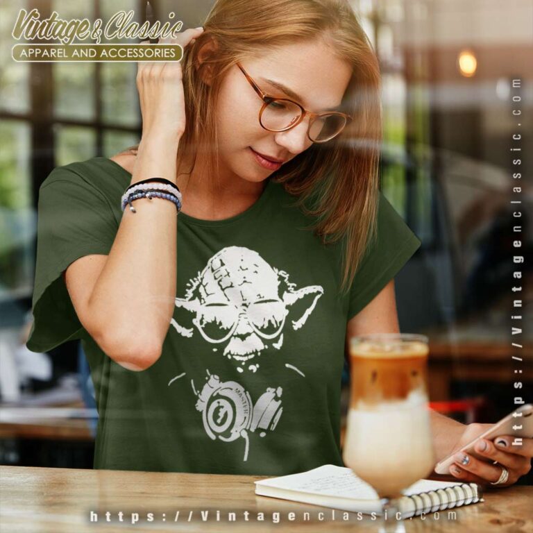 Yoda Sungless With Silver Earphones Star Wars Women TShirt Yoda Sungless With Silver Earphones Star Wars Women TShirt