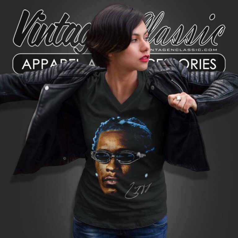 Young Thug Blue Hair Graphic Shirt V Neck TShirt Young Thug Blue Hair Graphic Shirt V Neck TShirt