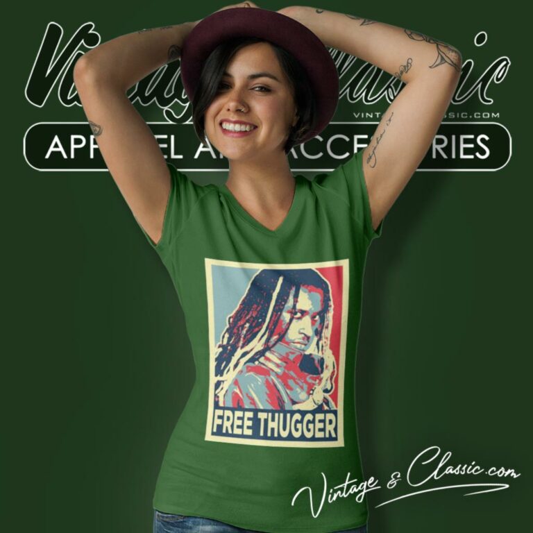 Young Thug Free Thugger Portrait V Neck TShirt Young Thug Free Thugger Portrait V Neck TShirt