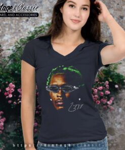 Young Thug Green Rare Hip Hop Graphic V Neck TShirt