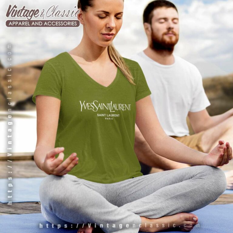 Yves Saint Laurent Logo Paris V Neck TShirt 1 Yves Saint Laurent Logo Paris V Neck TShirt 1