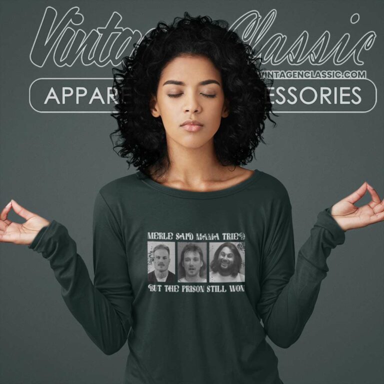 Zach Bryan Mugshot Merle Said Mama Tried But The Prison Still Won Long Sleeve Tee Zach Bryan Mugshot Merle Said Mama Tried But The Prison Still Won Long Sleeve Tee