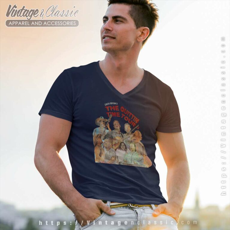 Zach Bryan Quittin Time Tour 2024 V Neck TShirt Zach Bryan Quittin Time Tour 2024 V Neck TShirt