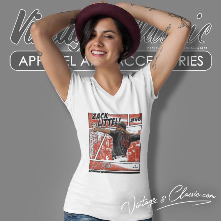 Zack Littell San Francisco Giants Baseball Signature V Neck TShirt Zack Littell San Francisco Giants Baseball Signature V Neck TShirt