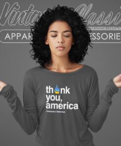 Zelensky Thank You America Fuck Funny Shirt Long Sleeve Tee
