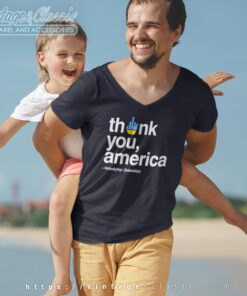 Zelensky Thank You America Fuck Funny Shirt V Neck TShirt