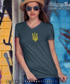 Zelensky Ukrainian Trident Logo T Shirt V Neck TShirt