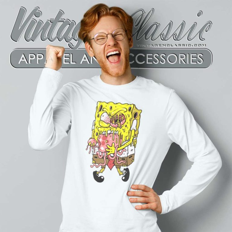 Zombie Spongebob Scary Long Sleeve Tee Zombie Spongebob Scary Long Sleeve Tee