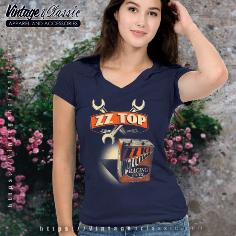 Zz Top Racing Fuel V Neck TShirt Zz Top Racing Fuel V Neck TShirt