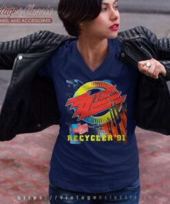 Zz Top Shirt Recycler Tour V Neck TShirt