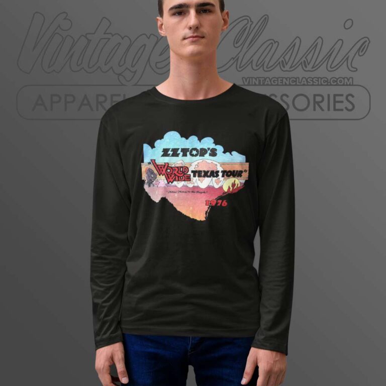 Zz Top Shirt World Wide Texas Tour 1976 Long Sleeve Tee Zz Top Shirt World Wide Texas Tour 1976 Long Sleeve Tee